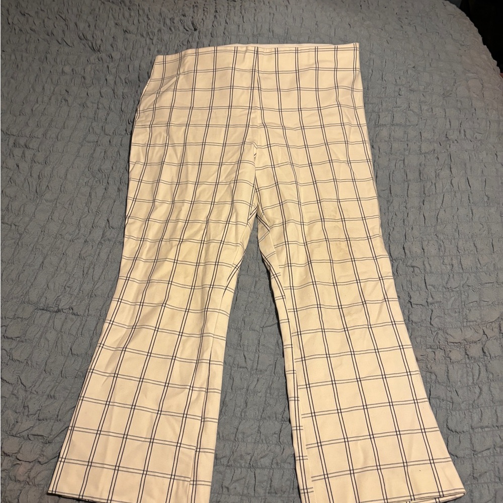 a new day Cream and Navy Windowpane Plaid Pants